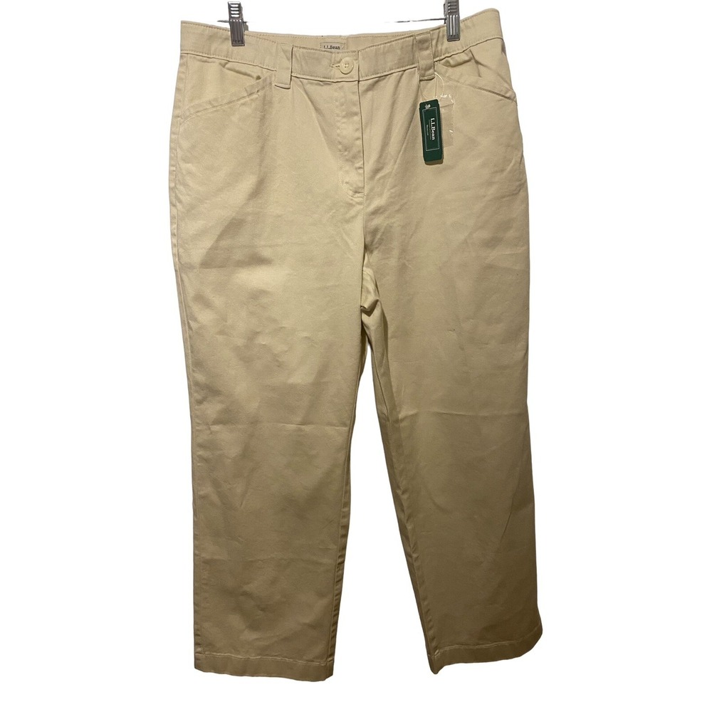 LL Bean EASY STRETCH TWILL PANTS Whalebone BEIGE COTTON SPANDEX 16p petite 16